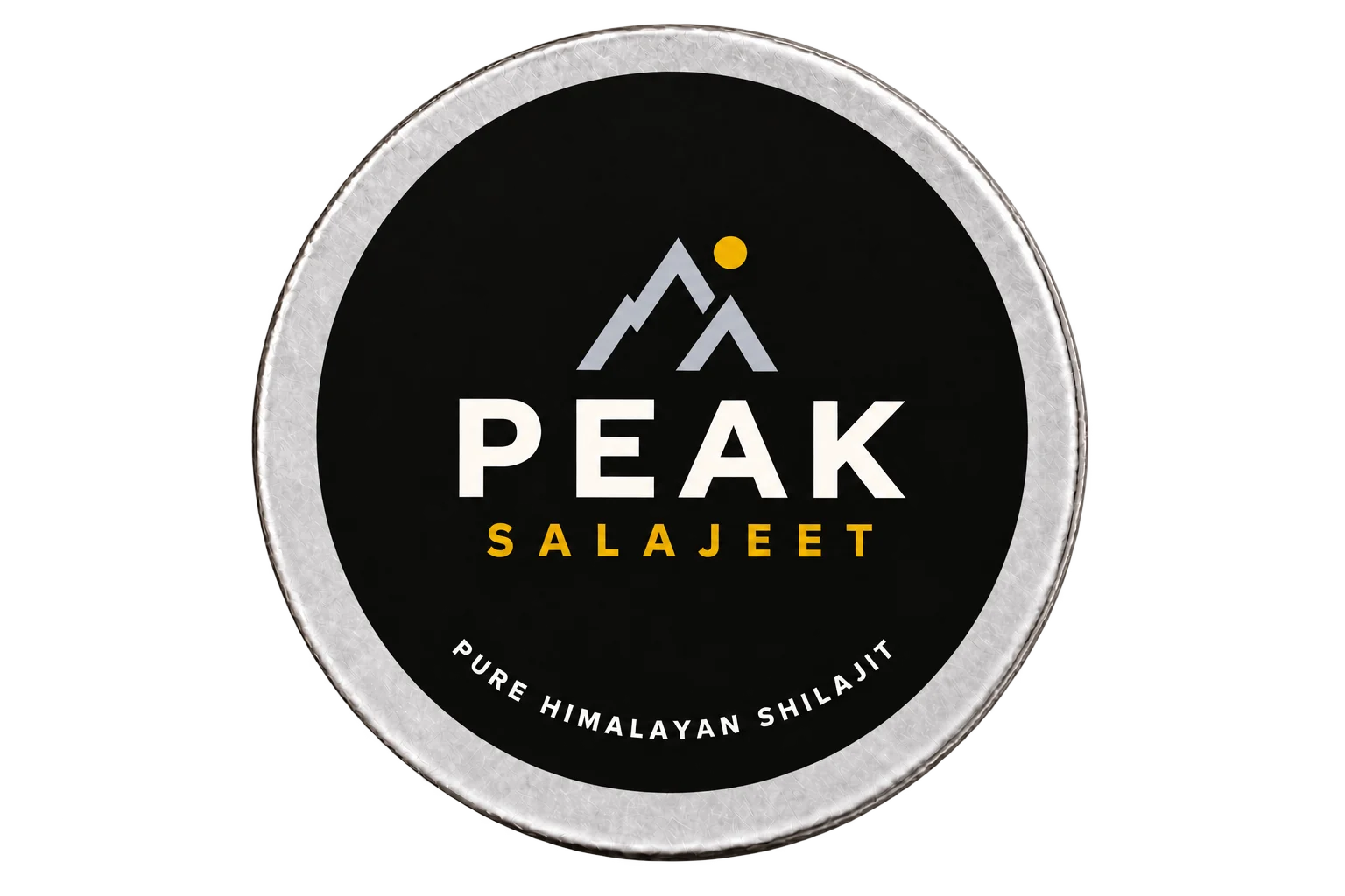 PeakSalajeet Pure Himalayan Shilajit jar with black and gold label